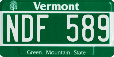 VT license plate NDF589