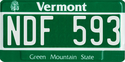VT license plate NDF593
