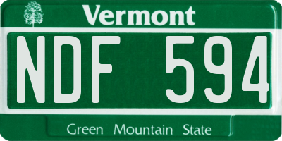 VT license plate NDF594