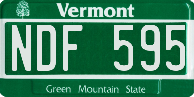 VT license plate NDF595