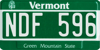 VT license plate NDF596