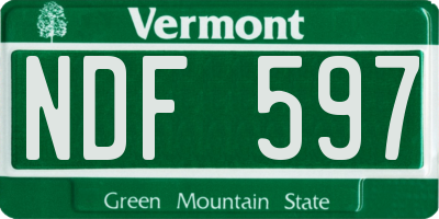 VT license plate NDF597