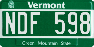 VT license plate NDF598