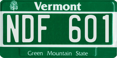 VT license plate NDF601