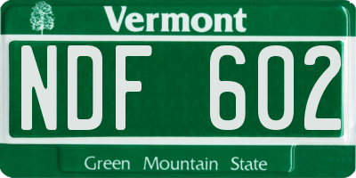 VT license plate NDF602