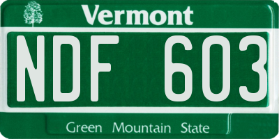 VT license plate NDF603