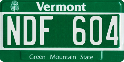 VT license plate NDF604