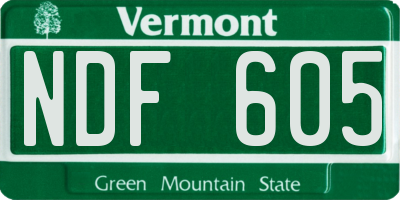 VT license plate NDF605