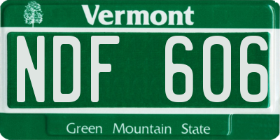 VT license plate NDF606