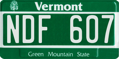 VT license plate NDF607