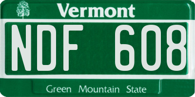 VT license plate NDF608