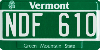 VT license plate NDF610