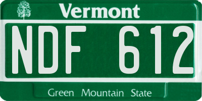 VT license plate NDF612