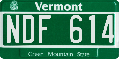 VT license plate NDF614
