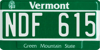 VT license plate NDF615