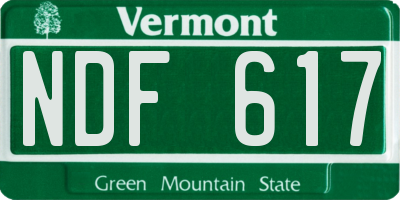 VT license plate NDF617