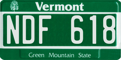 VT license plate NDF618