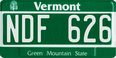 VT license plate NDF626