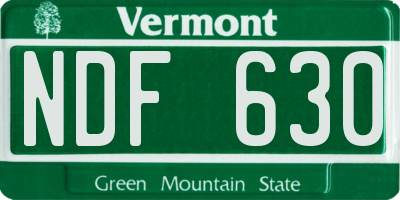 VT license plate NDF630