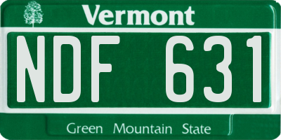 VT license plate NDF631