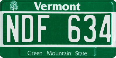 VT license plate NDF634