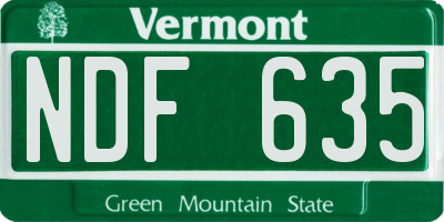 VT license plate NDF635