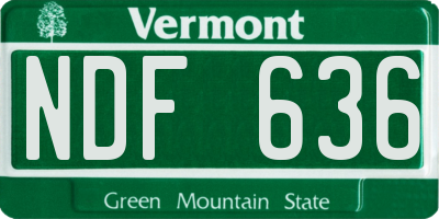 VT license plate NDF636