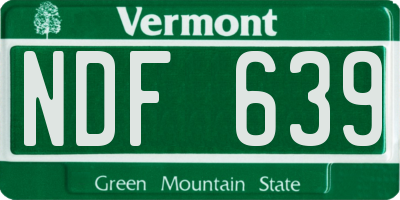 VT license plate NDF639