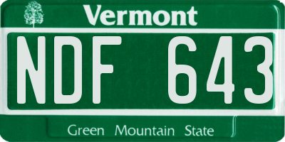 VT license plate NDF643