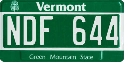 VT license plate NDF644