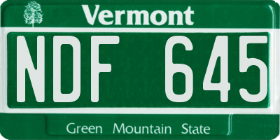 VT license plate NDF645