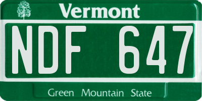 VT license plate NDF647