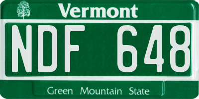 VT license plate NDF648