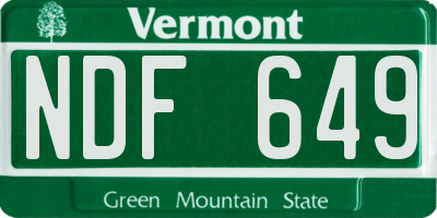VT license plate NDF649