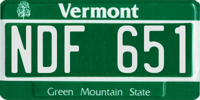 VT license plate NDF651