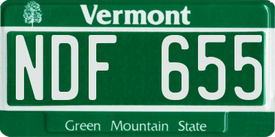VT license plate NDF655