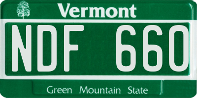 VT license plate NDF660