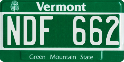 VT license plate NDF662
