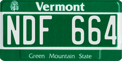 VT license plate NDF664