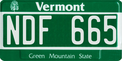 VT license plate NDF665