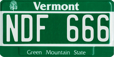 VT license plate NDF666