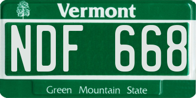 VT license plate NDF668