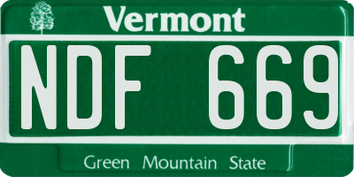 VT license plate NDF669