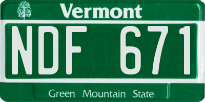 VT license plate NDF671