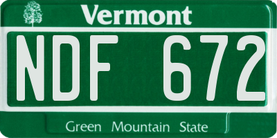 VT license plate NDF672