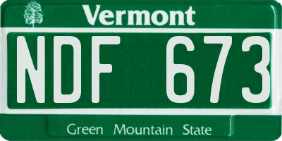 VT license plate NDF673