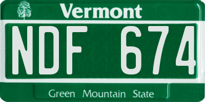 VT license plate NDF674