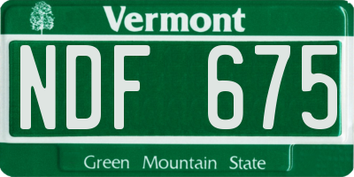 VT license plate NDF675