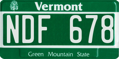 VT license plate NDF678