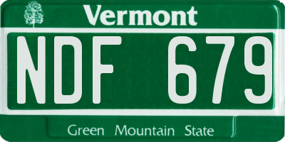 VT license plate NDF679